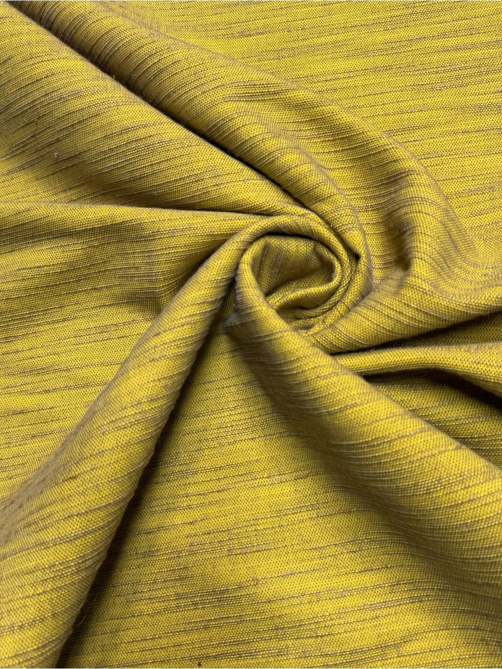 Fabric BTY Mustard Yellow Textured Woven Brown Horizontal Slubs Upholstery